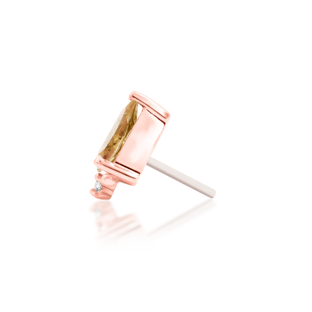 Gracie – Champagne & White CZ Duo – 14K Gold Threadless End - piercing - zone.com