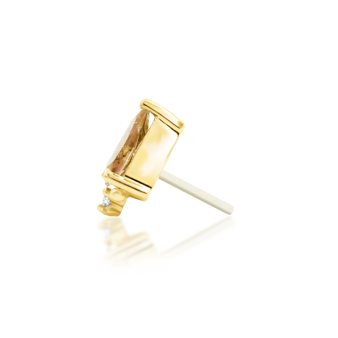 Gracie – Champagne & White CZ Duo – 14K Gold Threadless End - piercing - zone.com