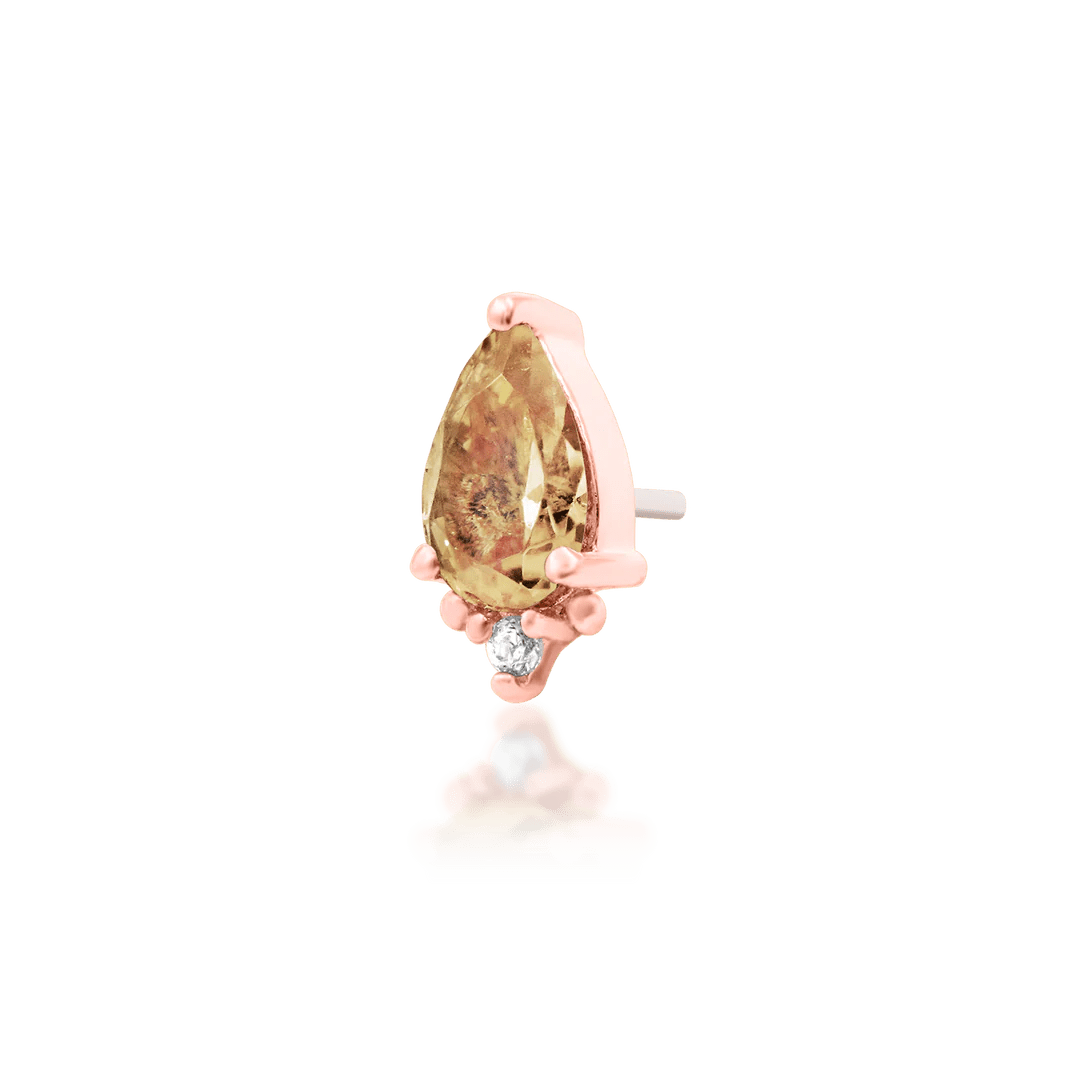 Gracie – Champagne & White CZ Duo – 14K Gold Threadless End - piercing - zone.com