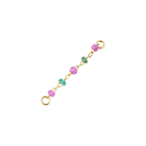 Gradient Green & Pink Sapphire Chain – 14K Gold Piercing Chain - piercing - zone.com