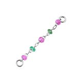 Gradient Green & Pink Sapphire Chain – 14K Gold Piercing Chain - piercing - zone.com