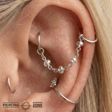 Gray Diamond Bead Chain – 18K White Gold Piercing Chain - piercing - zone.com