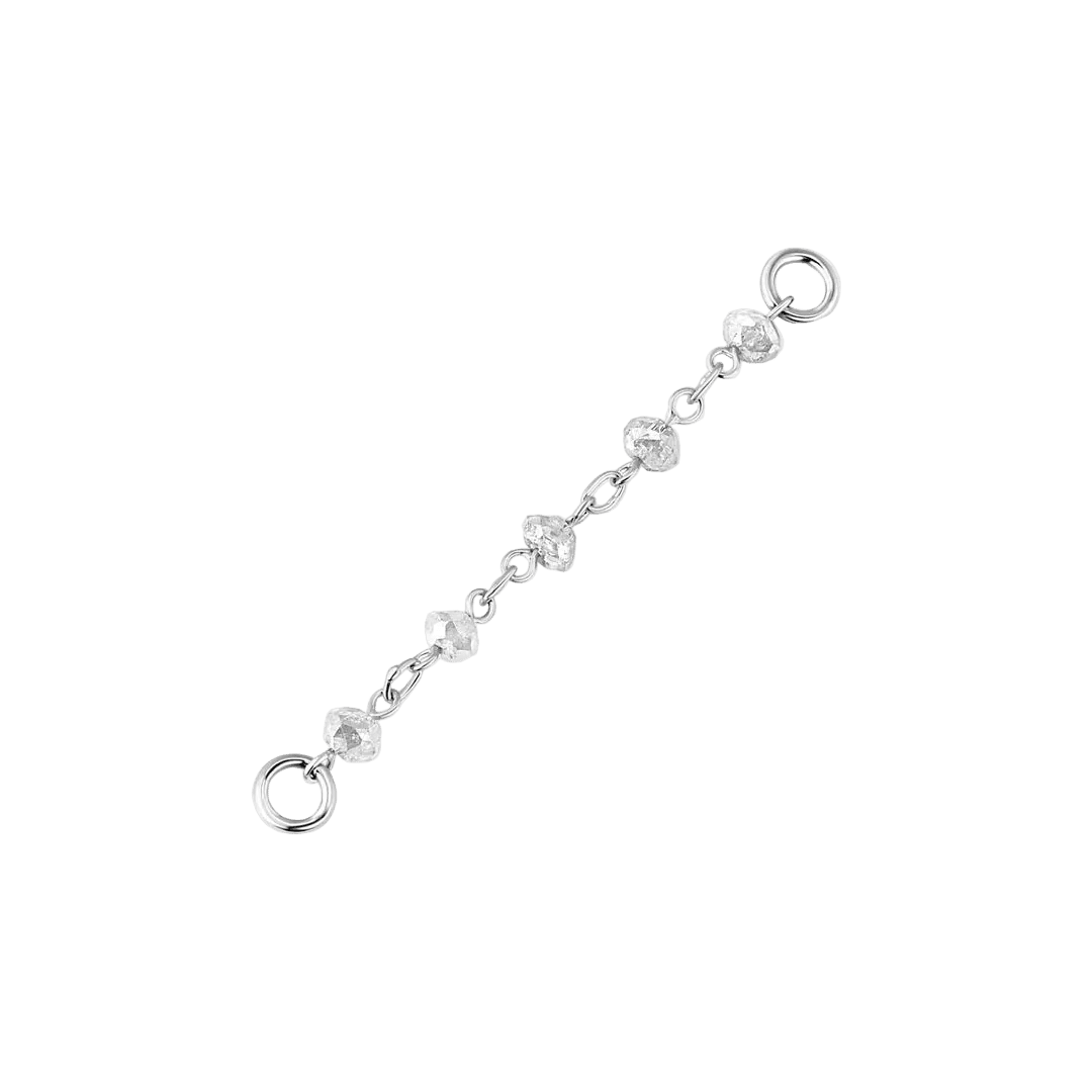 Gray Diamond Bead Chain – 18K White Gold Piercing Chain - piercing - zone.com
