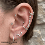 Gray Diamond Bead Chain – 18K White Gold Piercing Chain - piercing - zone.com