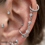 Gray Diamond Bead Chain – 18K White Gold Piercing Chain - piercing - zone.com