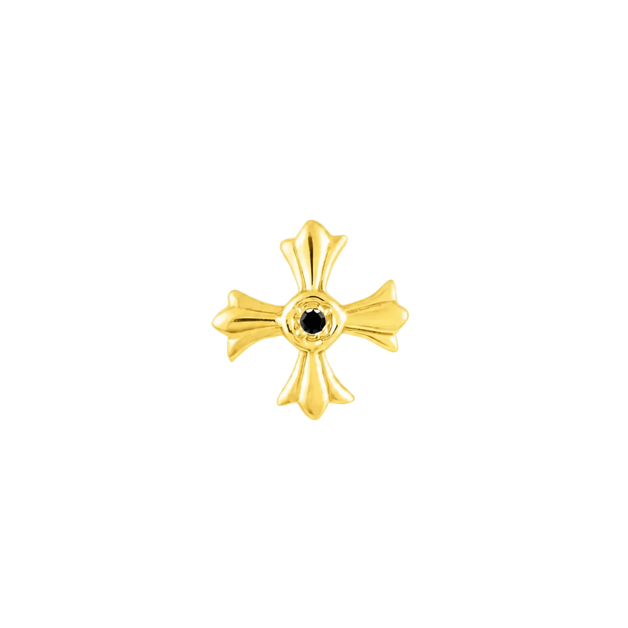 Greek Cross with Gem – 14K Gold Threadless/Threaded End - piercing-zone.com
