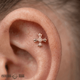 Greek Cross with Gem – 14K Gold Threadless/Threaded End - piercing - zone.com