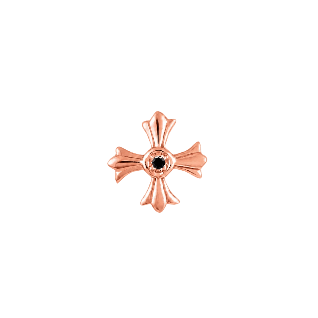 Greek Cross with Gem – 14K Gold Threadless/Threaded End - piercing-zone.com