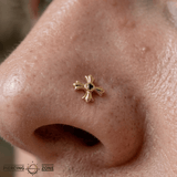 Greek Cross with Gem – 14K Gold Threadless/Threaded End - piercing - zone.com