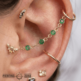 Green Garnet Chain – 18K Gold Gemstone Piercing Chain - piercing - zone.com