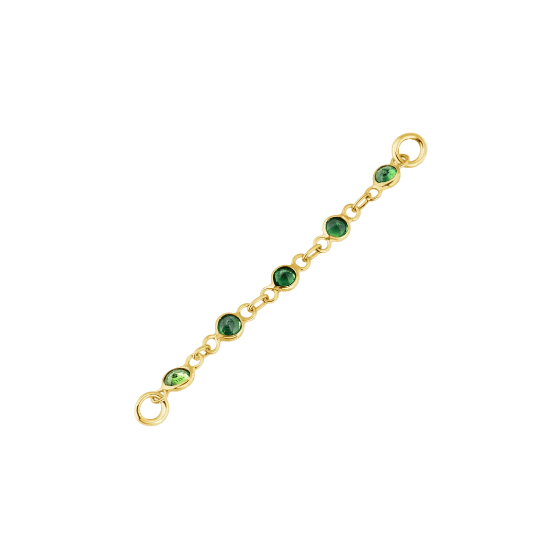 Green Garnet Chain – 18K Gold Gemstone Piercing Chain - piercing - zone.com