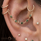 Green Garnet Chain – 18K Gold Gemstone Piercing Chain - piercing - zone.com