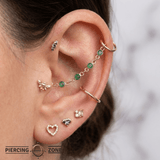 Green Garnet Chain – 18K Gold Gemstone Piercing Chain - piercing - zone.com