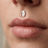 Grenade – 14K Gold Threadless/Threaded End - piercing - zone.com
