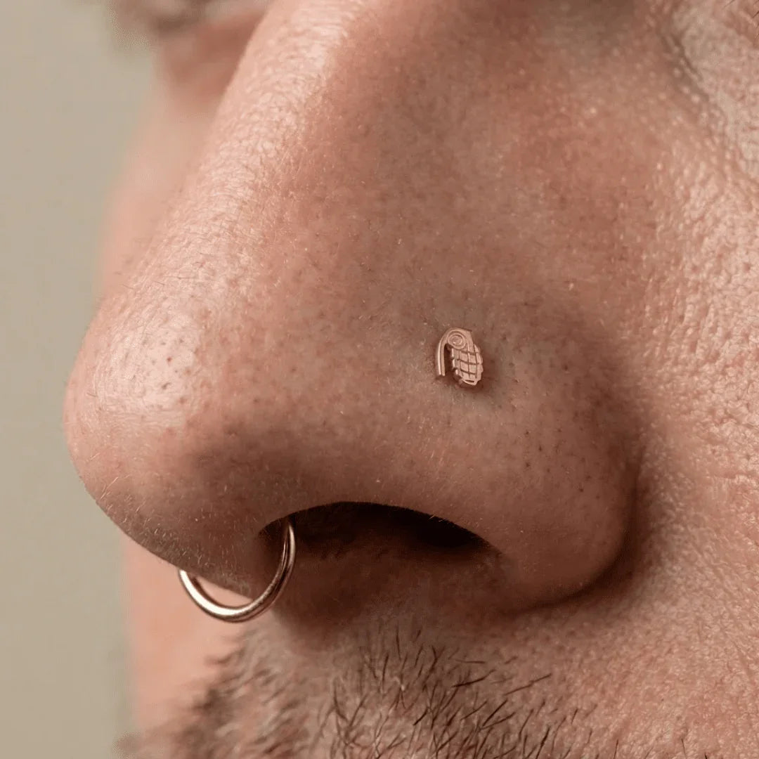 Grenade – 14K Gold Threadless/Threaded End - piercing - zone.com