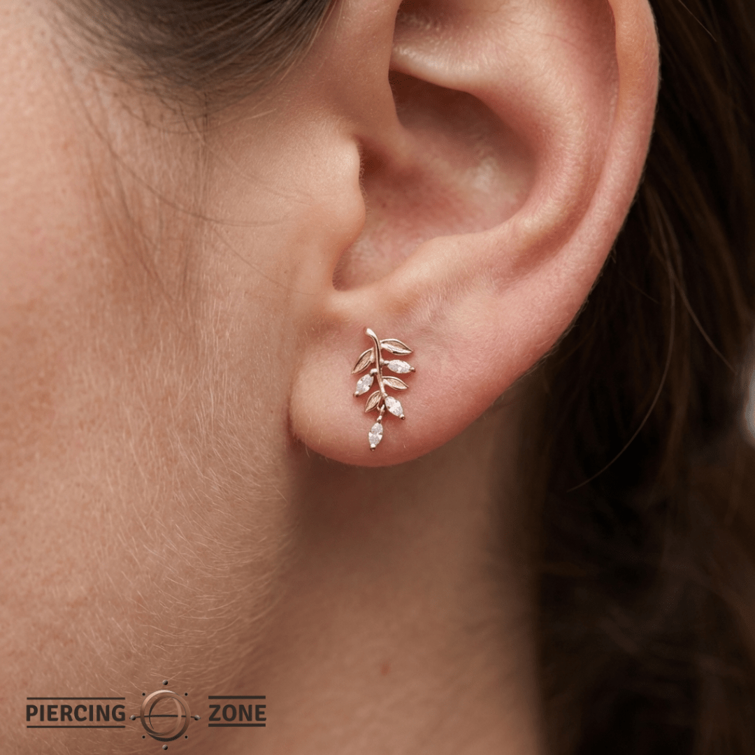 Growth – CZ Floral Arc – 14K Gold Threadless End - piercing - zone.com