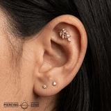 Growth – CZ Floral Arc – 14K Gold Threadless End - piercing - zone.com