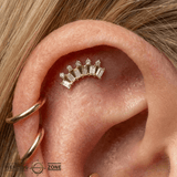 GSTQ – Genuine Diamond & Topaz Crown – 14K Gold Threadless End - piercing - zone.com