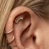 GSTQ – Genuine Diamond & Topaz Crown – 14K Gold Threadless End - piercing - zone.com