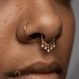 Guestlist – Swarovski CZ Dangle V - Shape – 14K Gold Clicker Ring - piercing - zone.com