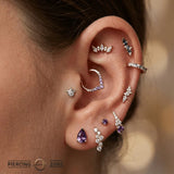 Half Star With Bezel – 14K/18K Gold Threadless End - piercing - zone.com