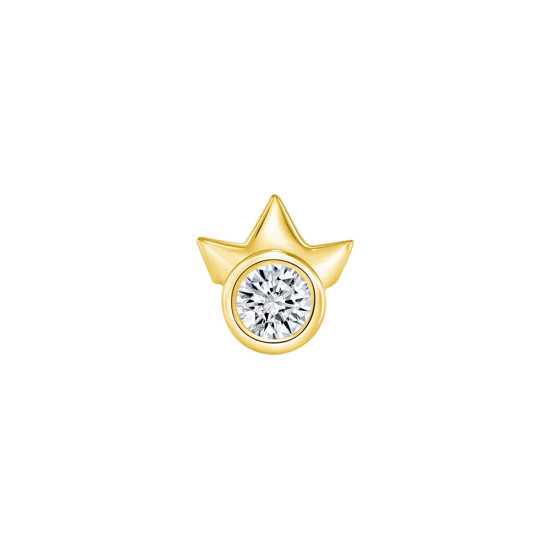 Half Star With Bezel – 14K/18K Gold Threadless End - piercing - zone.com