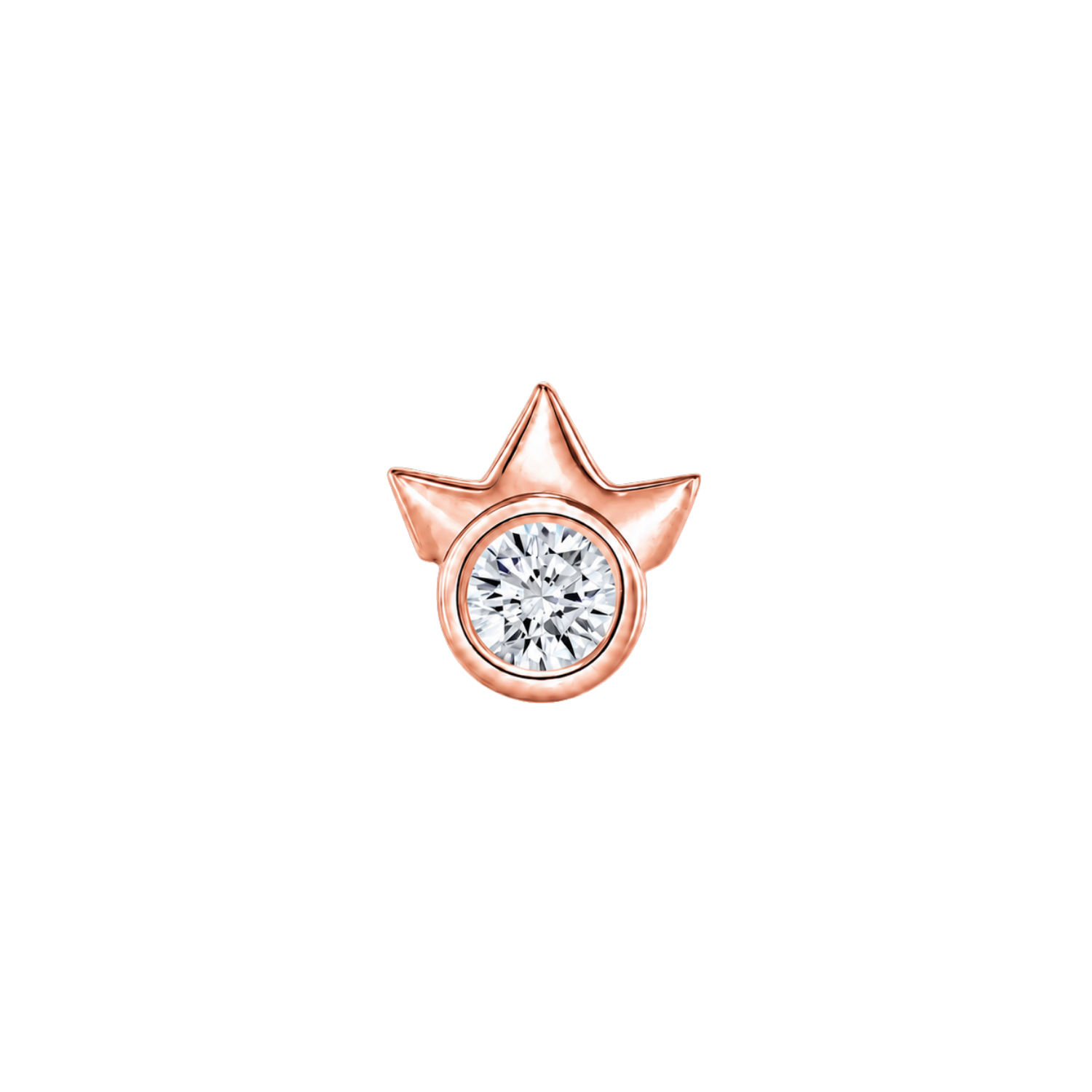 Half Star With Bezel – 14K Gold Threadless/Threaded End
