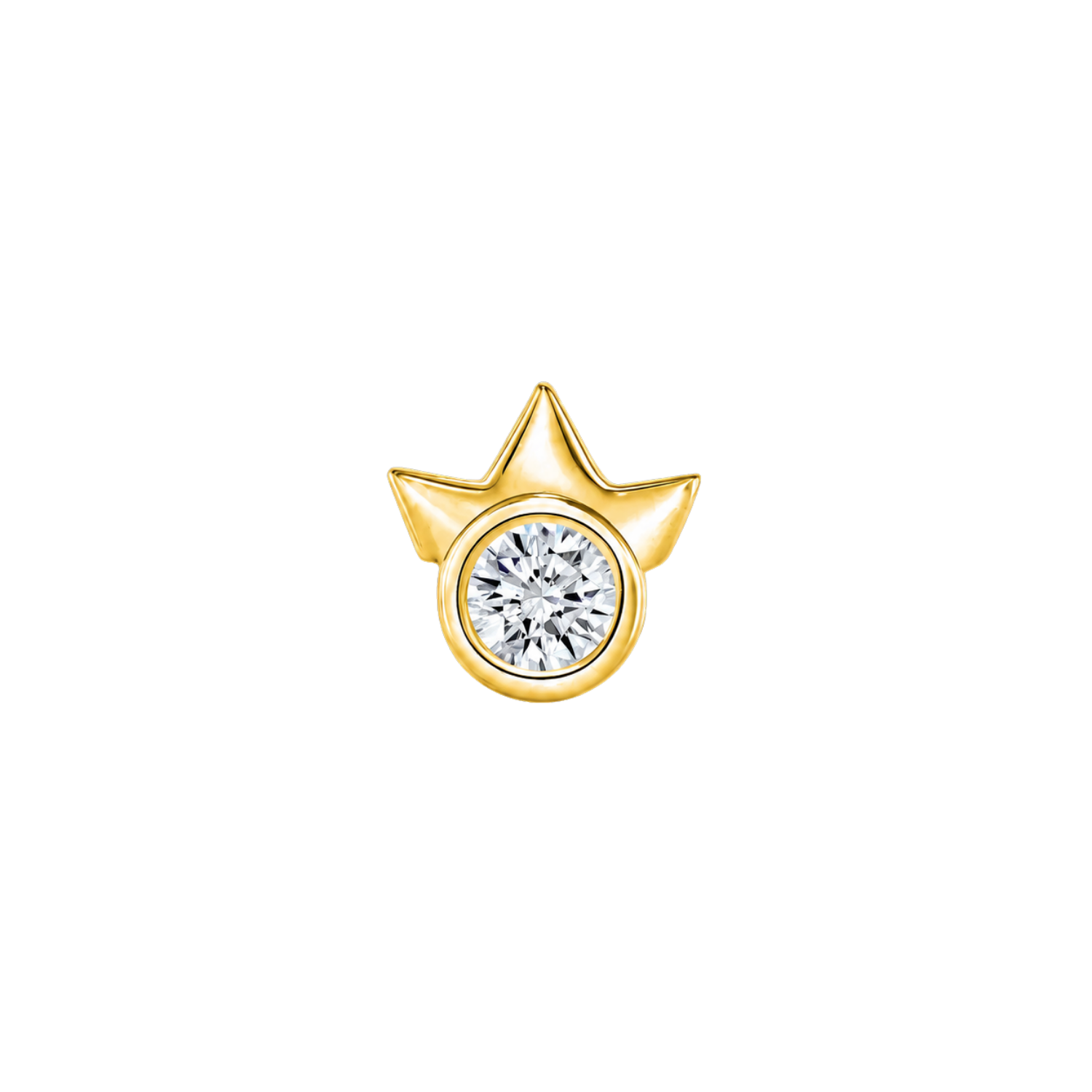 Half Star With Bezel – 14K Gold Threadless/Threaded End