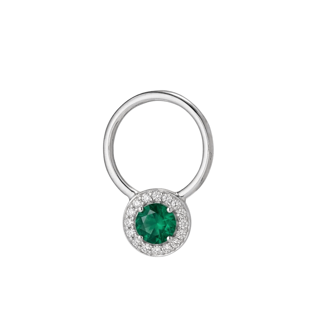 Halo - 14K Gold Multi - Stone Fixed Bead Ring - piercing - zone.com