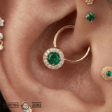 Halo - 14K Gold Multi - Stone Fixed Bead Ring - piercing - zone.com
