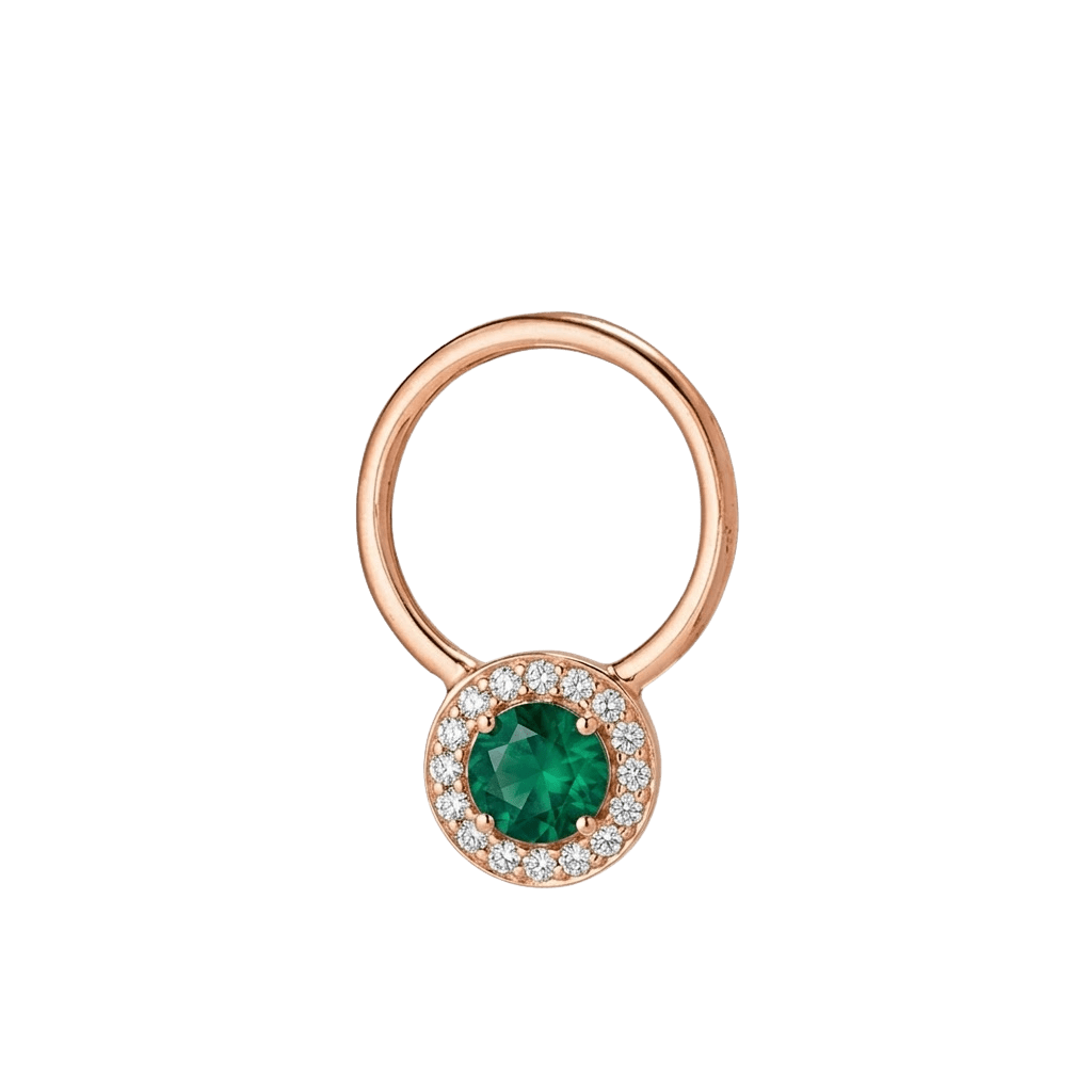 Halo - 14K Gold Multi - Stone Fixed Bead Ring - piercing - zone.com