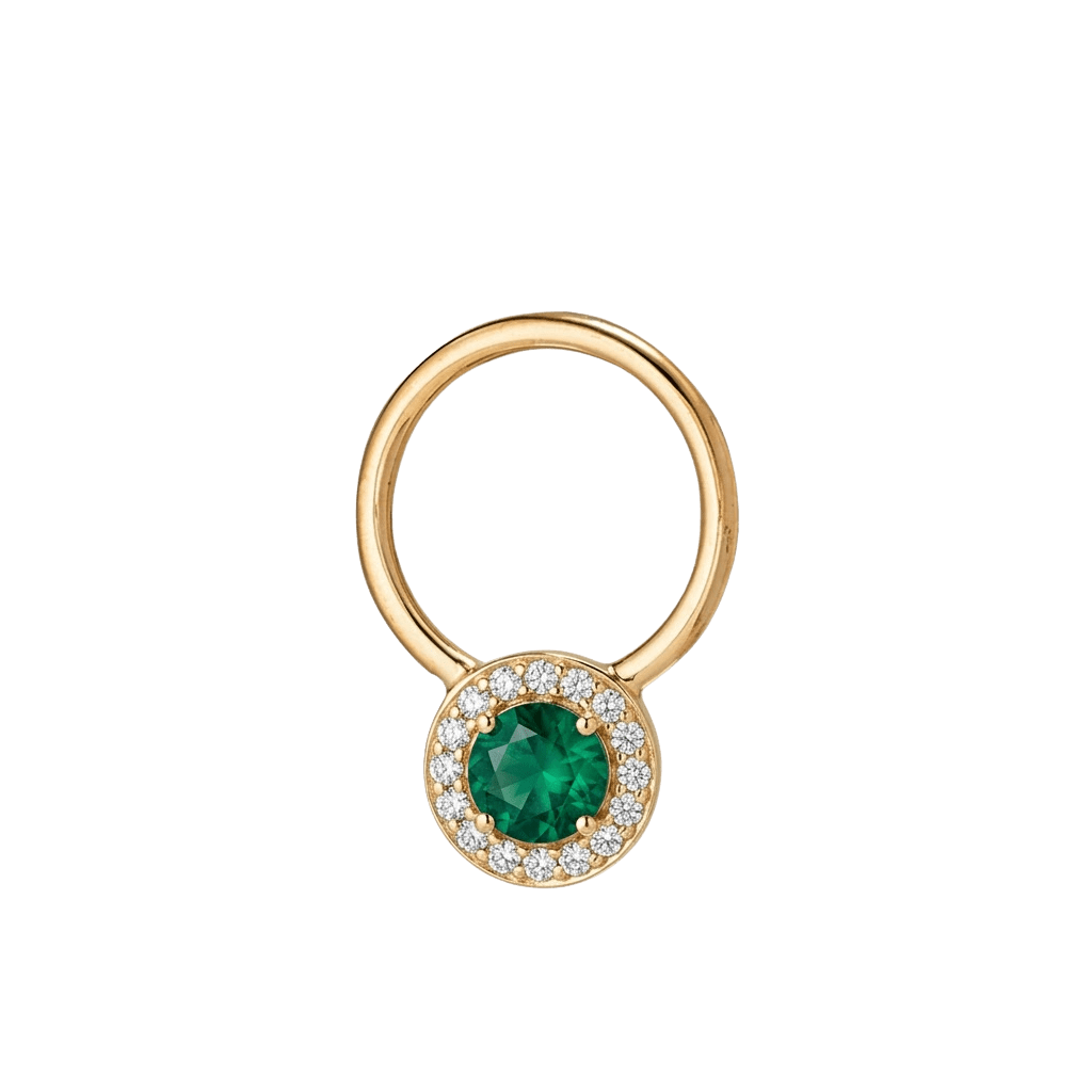 Halo - 14K Gold Multi - Stone Fixed Bead Ring - piercing - zone.com