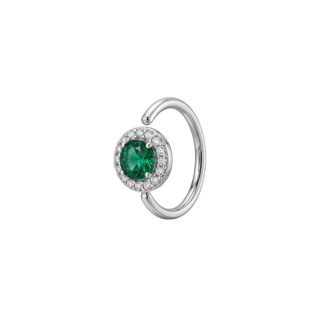Halo - 14K Gold Multi - Stone Fixed Bead Ring - piercing - zone.com