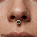 Halo - 14K Gold Multi - Stone Fixed Bead Ring - piercing - zone.com