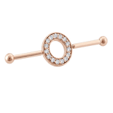 Halo Ring - 14K Gold Gem Straight Barbell - piercing - zone.com