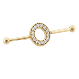 Halo Ring - 14K Gold Gem Straight Barbell - piercing - zone.com