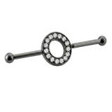 Halo Ring - 14K Gold Gem Straight Barbell - piercing - zone.com