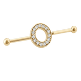 Halo Ring - 14K Gold Gem Straight Barbell