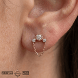 Halston – 14K Gold Genuine Diamond & Chain Threadless End - piercing - zone.com