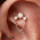 Halston – 14K Gold Genuine Diamond & Chain Threadless End - piercing - zone.com
