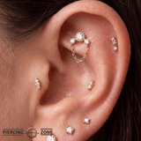 Halston – 14K Gold Genuine Diamond & Chain Threadless End - piercing - zone.com