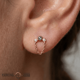 Halston – 14K Gold Grey Diamond, White Sapphire & Chain Threadless End - piercing - zone.com