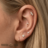 Halston CZ + Chain – 14K Gold Swarovski CZ & Chain Threadless End - piercing - zone.com