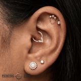 Halston CZ + Chain – 14K Gold Swarovski CZ & Chain Threadless End - piercing - zone.com