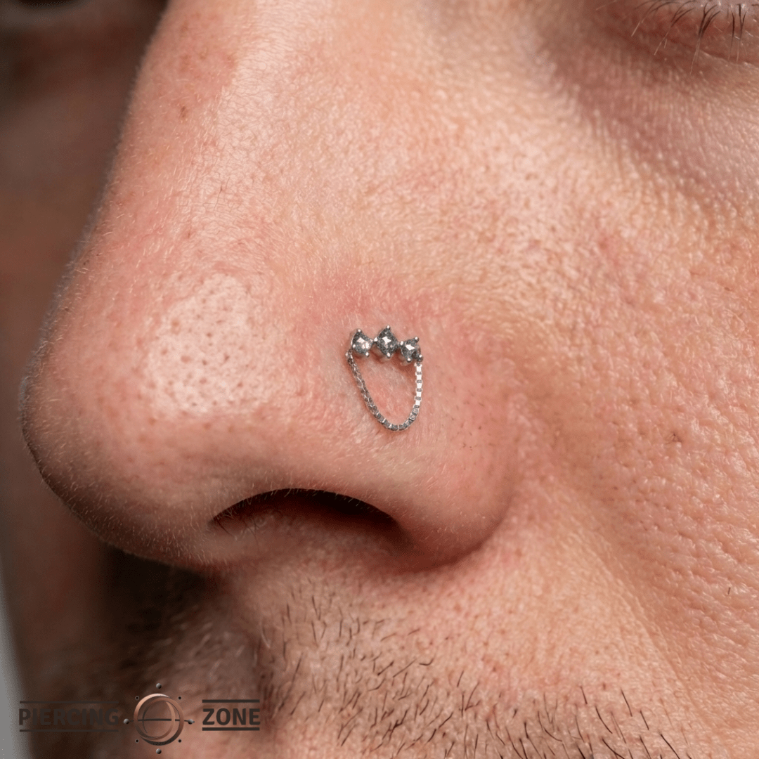 Halston – Reverse Set Grey Diamond – 14K Gold Threadless End - piercing - zone.com