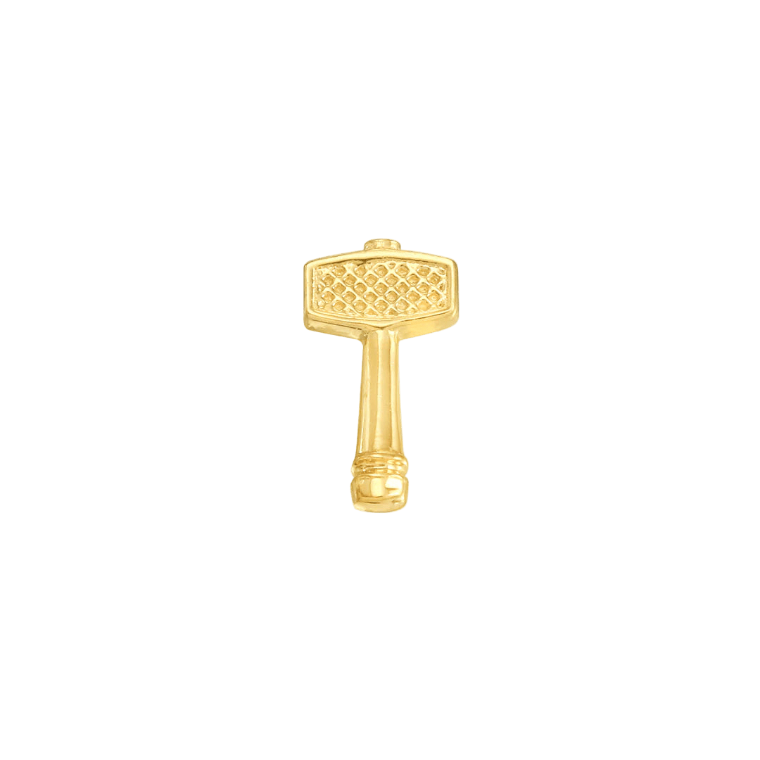 Hammer – 14K/18K Gold Textured Bar Threadless End - piercing - zone.com