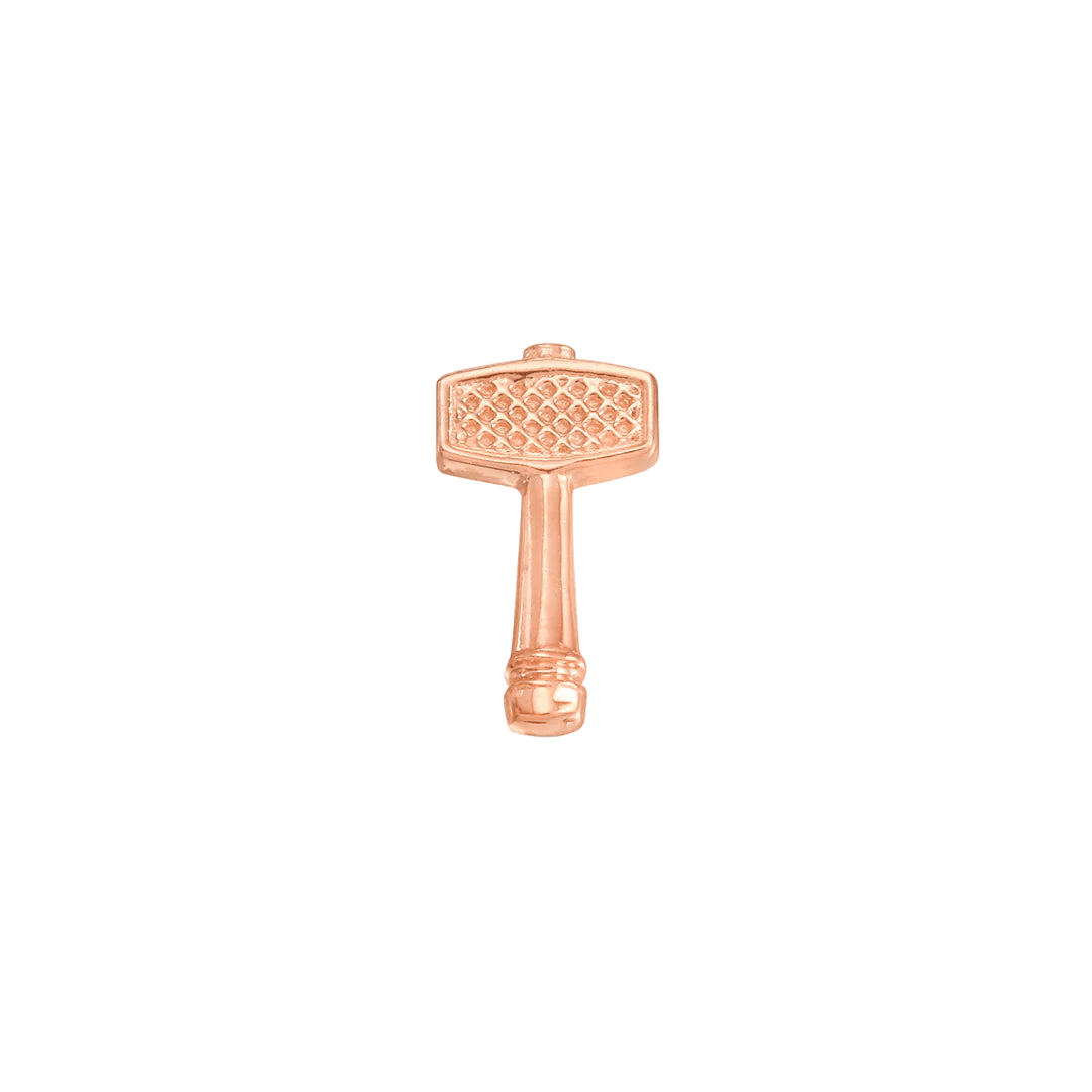 Hammer – 14K/18K Gold Textured Bar Threadless End - piercing - zone.com