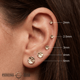 Hammered Disk – 14K Gold Textured Threadless End - piercing - zone.com