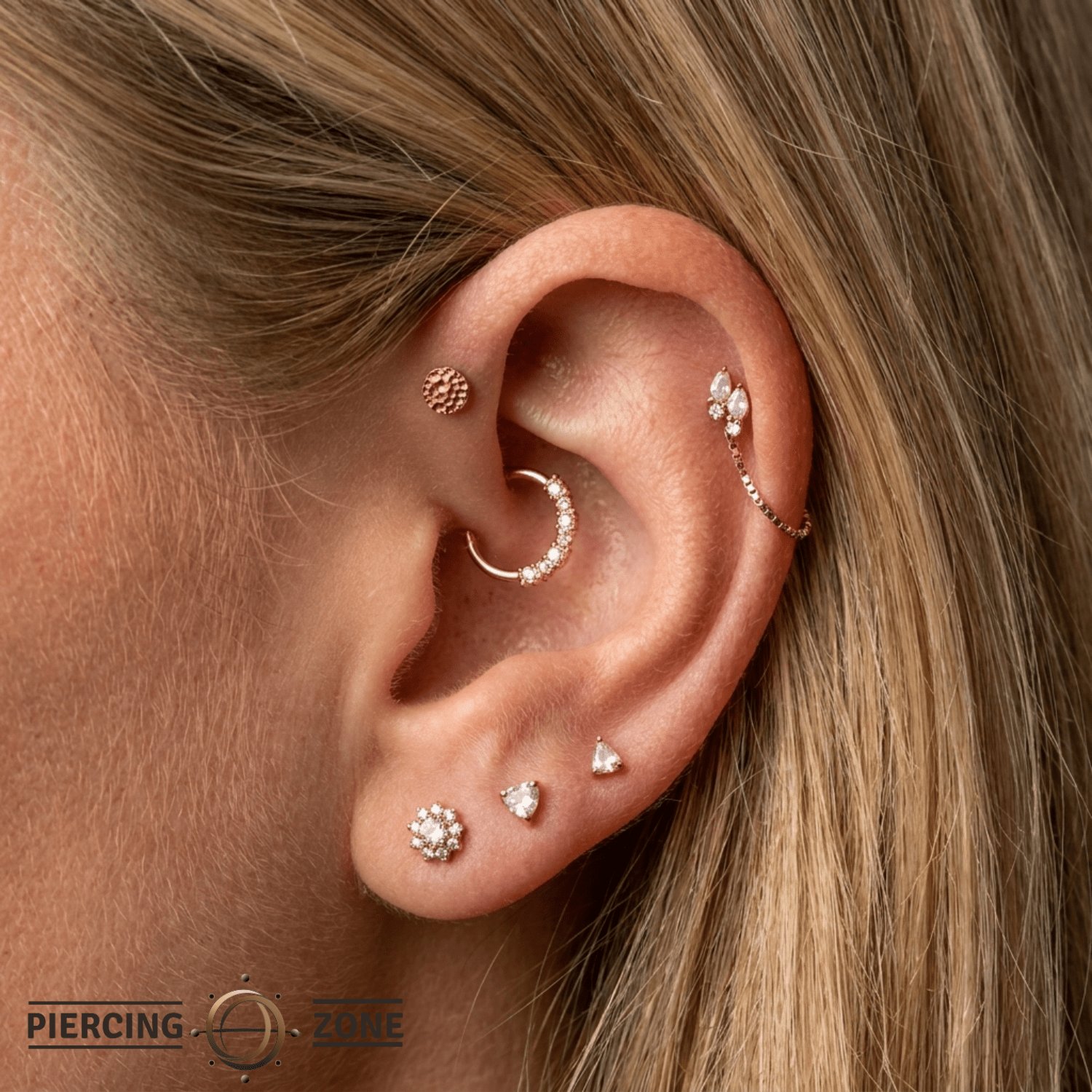 Hammered Disk - 18K Gold Threadless/Threaded End - piercing-zone.com