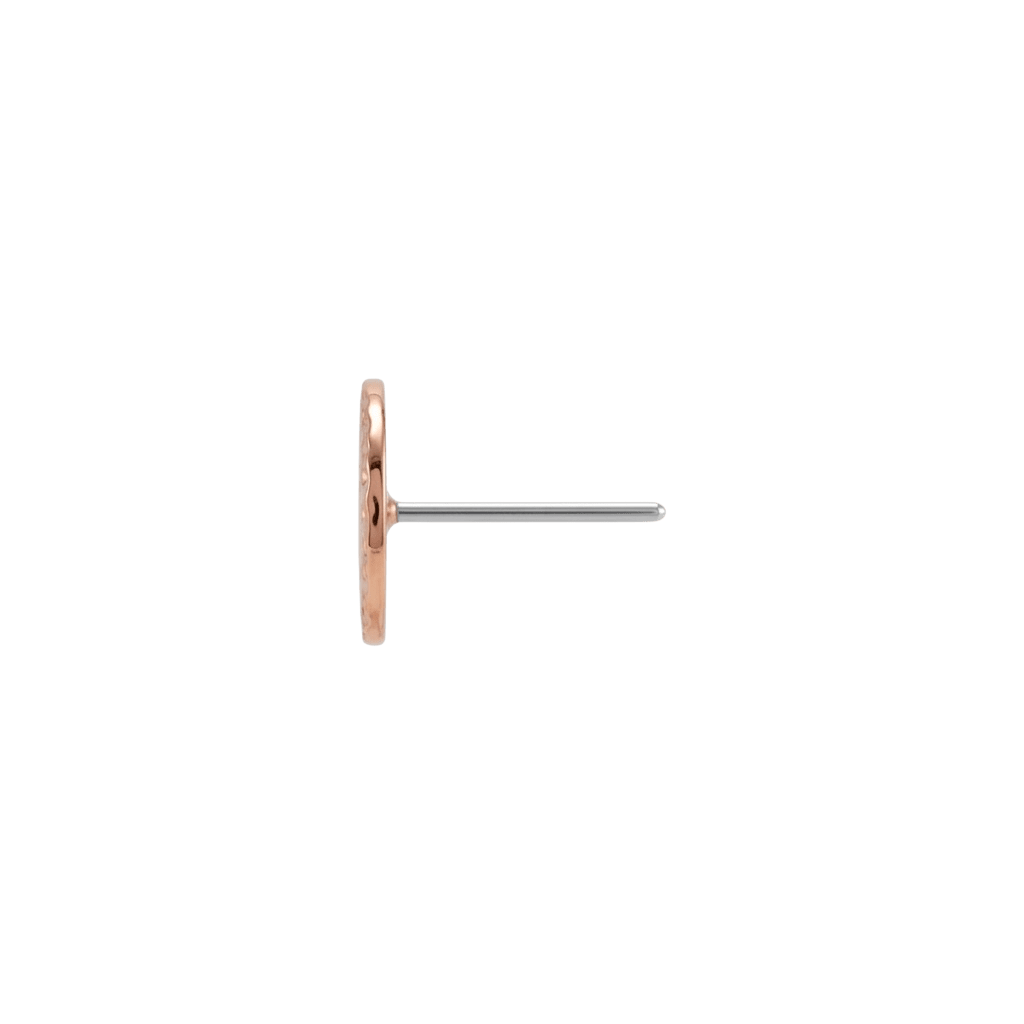Hammered Disk - 18K Gold Threadless/Threaded End - piercing-zone.com